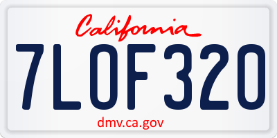 CA license plate 7LOF320