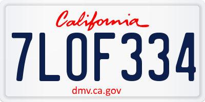 CA license plate 7LOF334