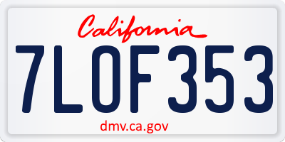 CA license plate 7LOF353