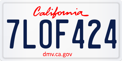 CA license plate 7LOF424