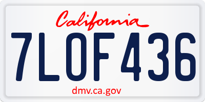 CA license plate 7LOF436