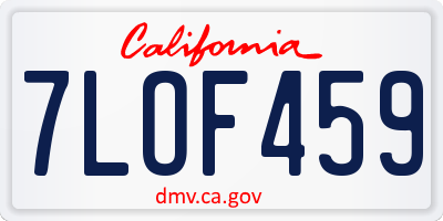 CA license plate 7LOF459