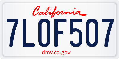 CA license plate 7LOF507