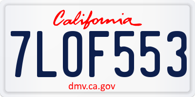 CA license plate 7LOF553