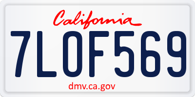 CA license plate 7LOF569