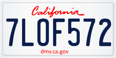 CA license plate 7LOF572