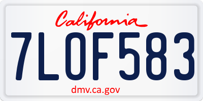 CA license plate 7LOF583