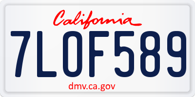 CA license plate 7LOF589