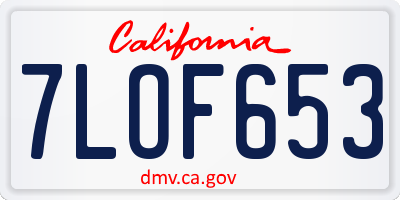 CA license plate 7LOF653