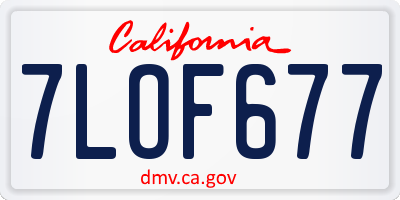 CA license plate 7LOF677
