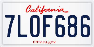 CA license plate 7LOF686
