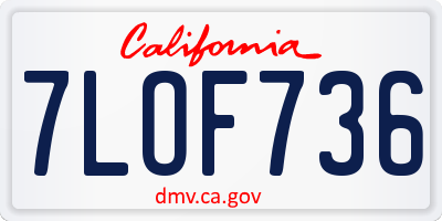 CA license plate 7LOF736