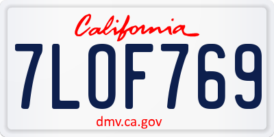 CA license plate 7LOF769
