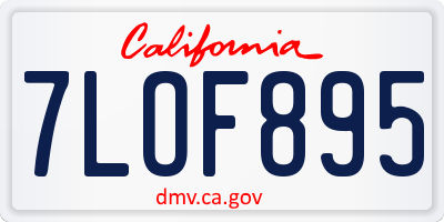 CA license plate 7LOF895