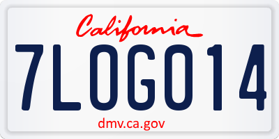 CA license plate 7LOG014