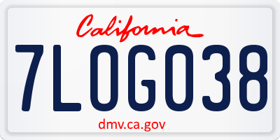 CA license plate 7LOG038