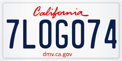 CA license plate 7LOG074