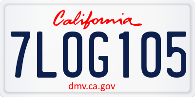 CA license plate 7LOG105