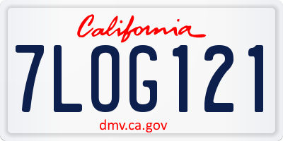 CA license plate 7LOG121