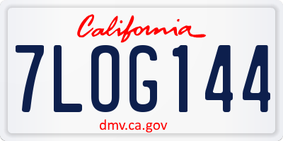 CA license plate 7LOG144