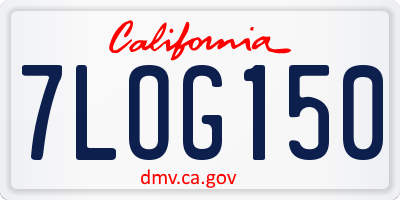 CA license plate 7LOG150