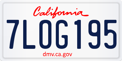 CA license plate 7LOG195
