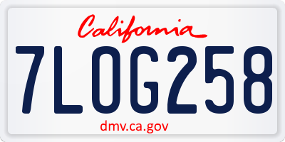 CA license plate 7LOG258