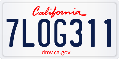 CA license plate 7LOG311