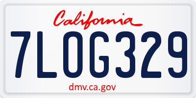 CA license plate 7LOG329