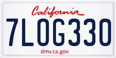 CA license plate 7LOG330