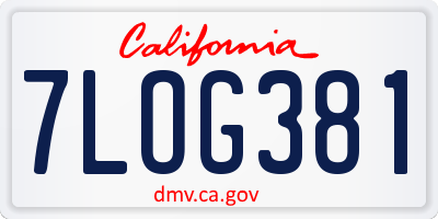 CA license plate 7LOG381