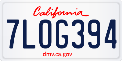 CA license plate 7LOG394