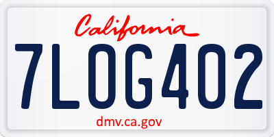 CA license plate 7LOG402