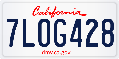 CA license plate 7LOG428