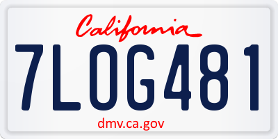 CA license plate 7LOG481