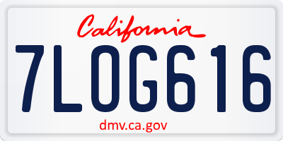 CA license plate 7LOG616