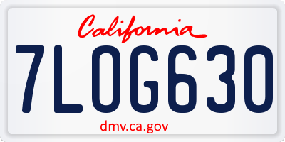 CA license plate 7LOG630