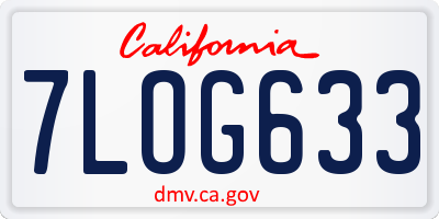 CA license plate 7LOG633
