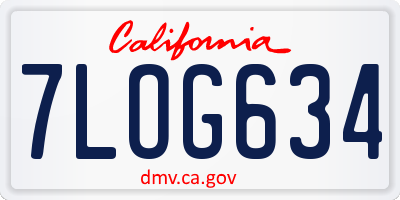 CA license plate 7LOG634