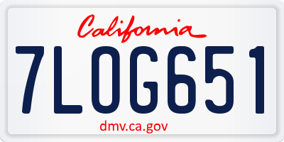 CA license plate 7LOG651