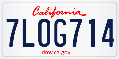 CA license plate 7LOG714