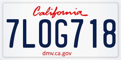 CA license plate 7LOG718