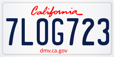 CA license plate 7LOG723