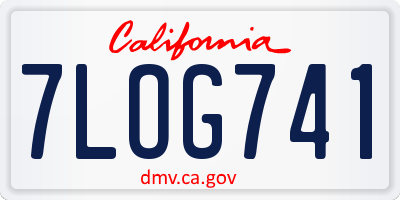 CA license plate 7LOG741