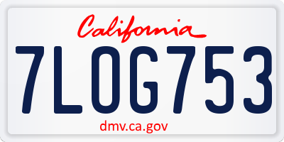 CA license plate 7LOG753