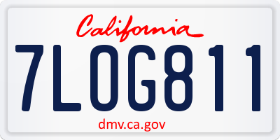 CA license plate 7LOG811