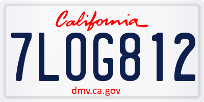 CA license plate 7LOG812