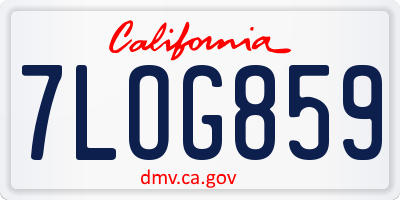 CA license plate 7LOG859