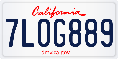 CA license plate 7LOG889