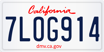 CA license plate 7LOG914